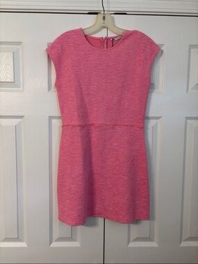 Zara Pink Textured Cap-Sleeve Mini Dress